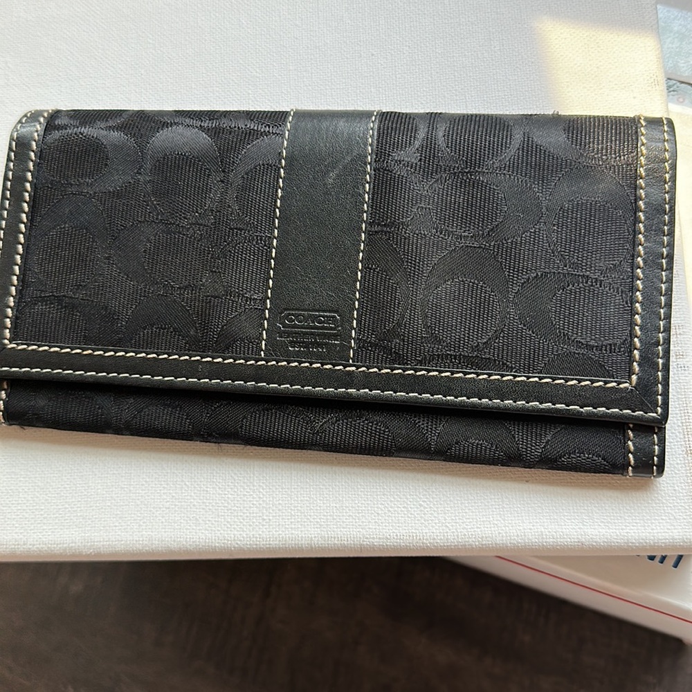 Coach Black Signature Continental Wallet